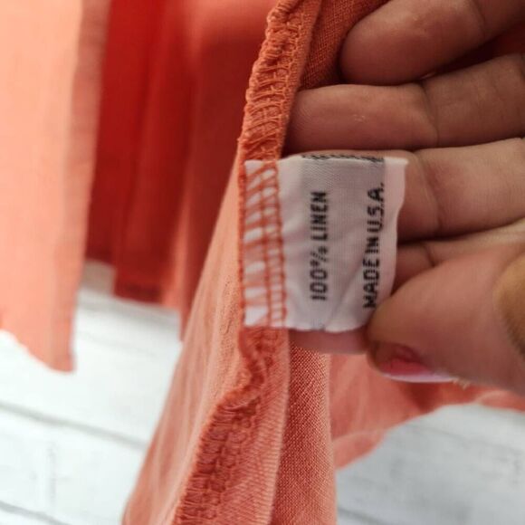 Bryn Walker Womens Coral 100% Linen Button Front Barnaby Lagenlook Jacket Medium - Picture 13 of 13